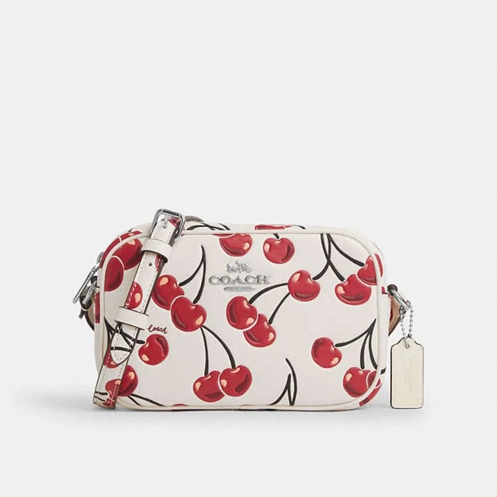 NWT Coach Mini Jamie Camera Bag With Cherry Print Chalk Red CAB04